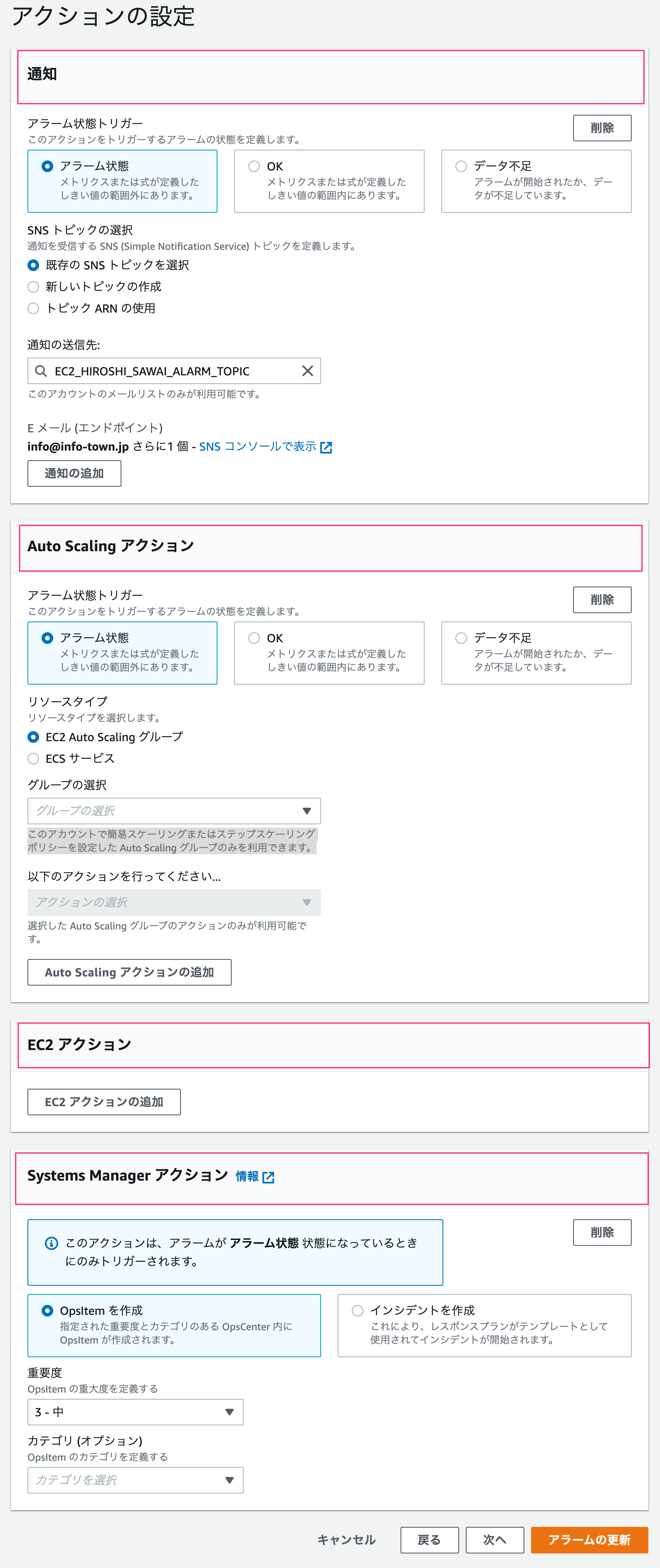 CloudWatch Alarm Action